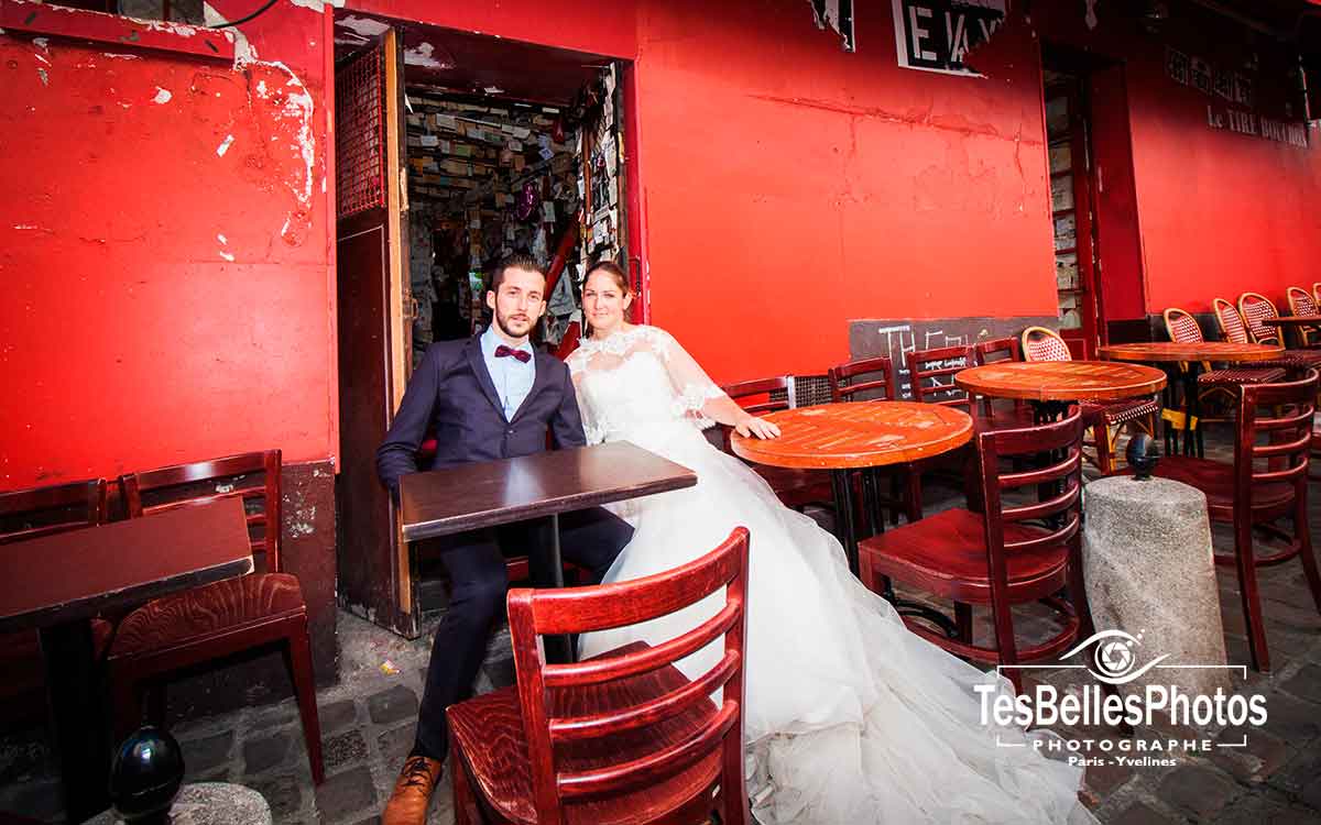巴黎蒙马特 (Montmartre) 婚纱写真, 蒙马特咖啡馆婚纱街拍