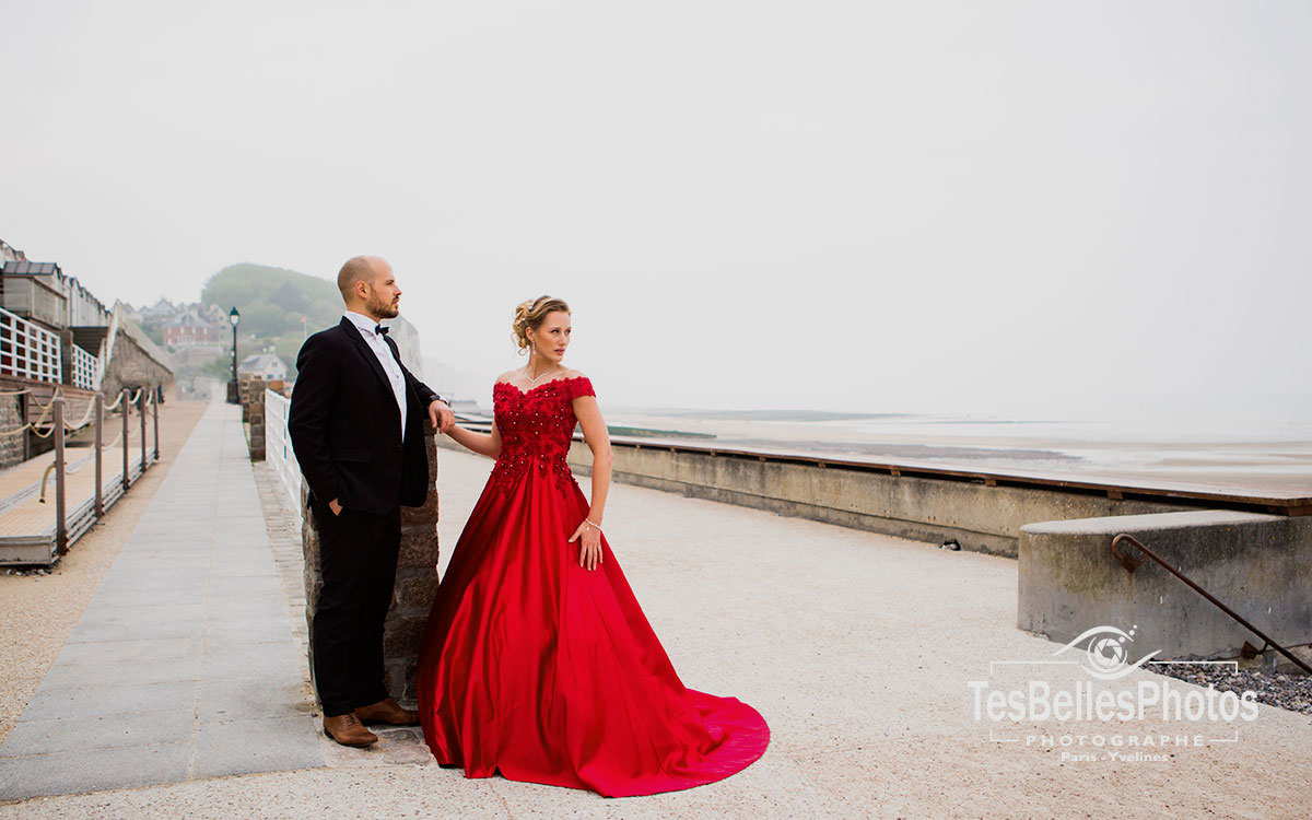 诺曼底沃勒莱罗斯海滩婚纱写真